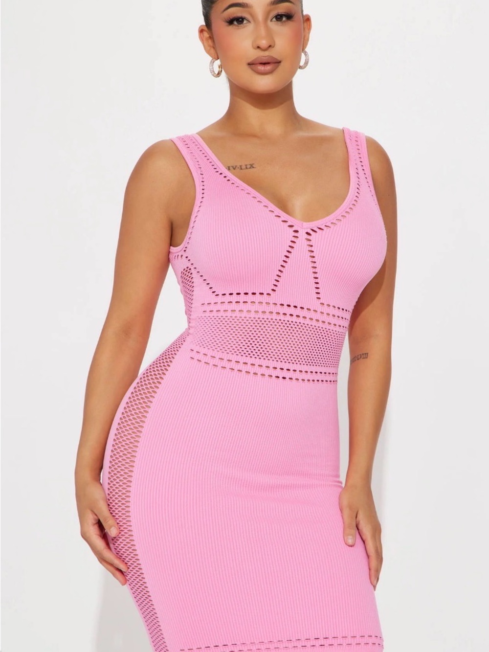 Fashion Nova Erin Seamless Mini Dress Pink – V-Neck Bodycon